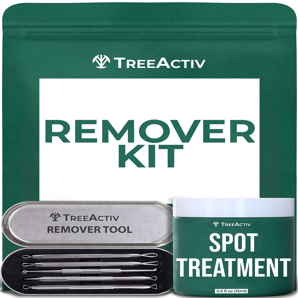 TreeActiv Spot Care 0.5oz + Remover Kit Bundle, Includes Spot Care and Remover Tool, Bentonite Clay, Tea Tree Oil, Aloe Vera, Clearer Skin in 2 Weeks