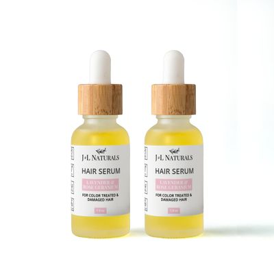J&L Naturals | Hair Serum - Color Treated & Damaged Hair, Strength| LAVENDER & ROSE GERANIUM | Cruelty Free, Paraben Free, Vegan | For All Hair (Strength, 1 Oz (2 Pack))