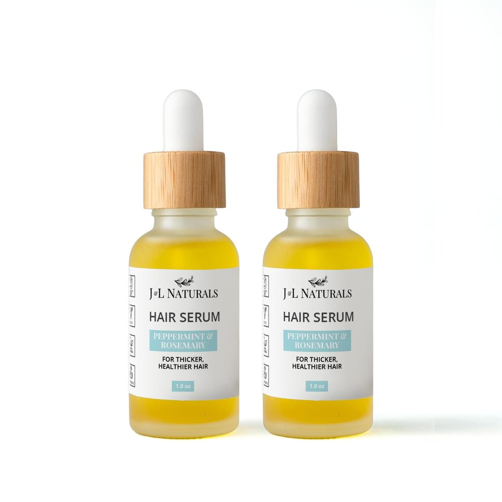 J&L Naturals | Hair Serum for Moisture, Damaged Hair, Growth | With Argan Oil & Coconut Oil | Cruelty Free, Paraben Free, Vegan | For All Hair (Growth (Normal to Thin Hair), 1 Oz (2 Pack))
