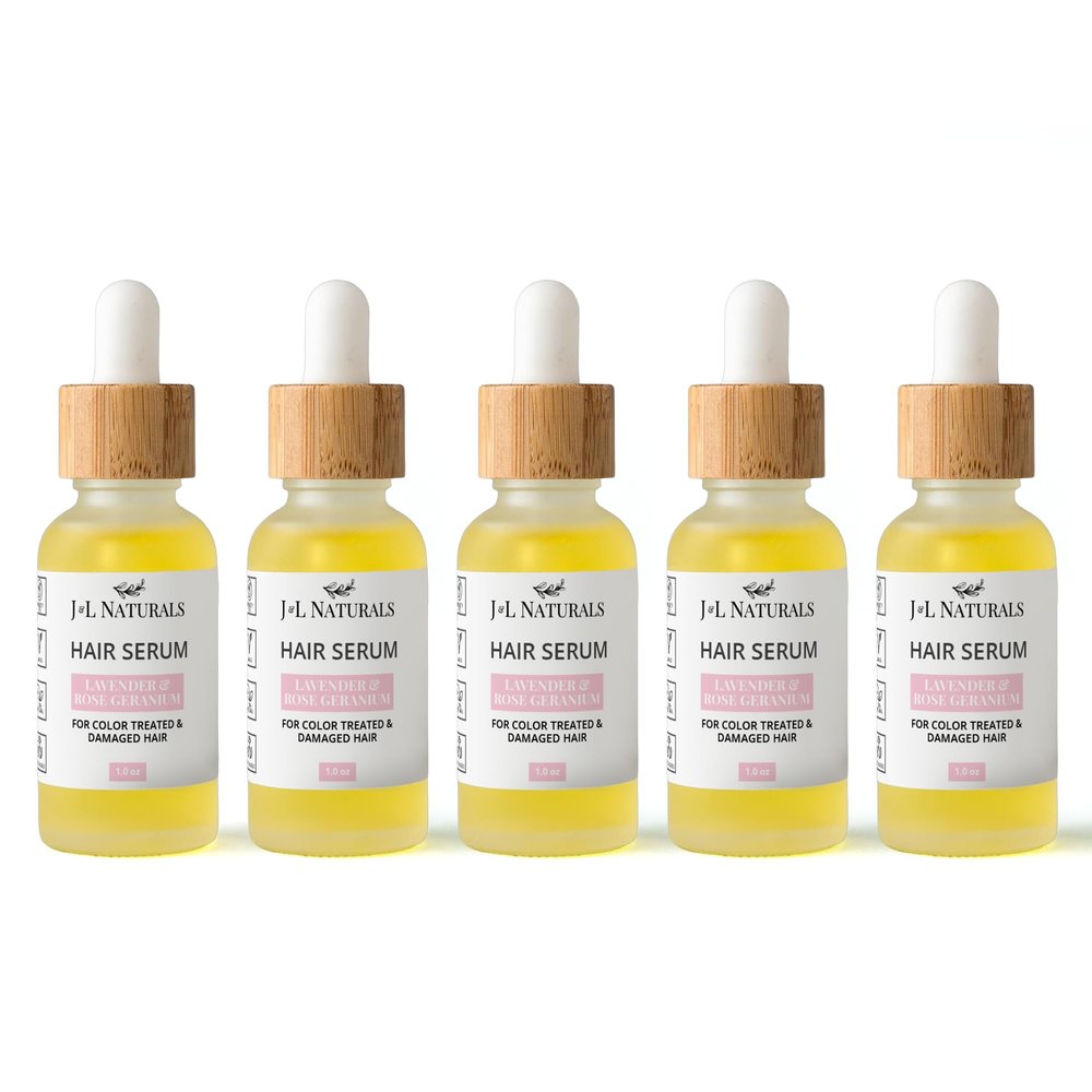 J&L Naturals | Hair Serum for Moisture, Damaged Hair, Growth | With Argan Oil & Coconut Oil | Cruelty Free, Paraben Free, Vegan | For All Hair (Strength (Color Treated/Damaged Hair), 1 Oz (5 Pack))