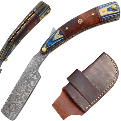 Old Ram Straight Razor | Straight Edge-Razor Sharp High Hardness Real Damascus Steel Cutthroat Straight Edge-Blade | Barber Razor (350)