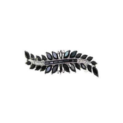 Faship Gorgeous Black Marquise Rhinestone Crystal Floral Small Hair Barrette
