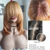 12inch Short Layered Bob Wig Human Hair with Bangs 150Density Ombre Brown BLonde Scalp Top Layered Bob Wigs for Black Women 4#/27# Short Straight Bob Full Machine None Lace Human Hair Wig with Bang view 2