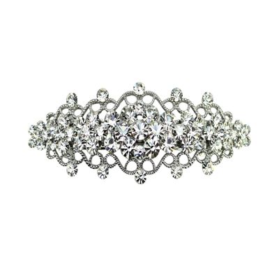 Faship Gorgeous Clear Rhinestone Crystal Floral Hair Barrette Bridal Wedding Party
