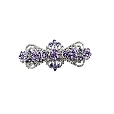 Faship Tanzanite Violet Purple Rhinestone Crystal Small Floral Hair Barrette Clip