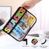 BCRMPT Chenille Letter Pouch, Multi-purpose PVC Nylon Cosmetic Bag, Travel Makeup Bag With Zipper For Women, Beach Gym pouch (Black-Snacks) view 2