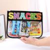 BCRMPT Chenille Letter Pouch, Multi-purpose PVC Nylon Cosmetic Bag, Travel Makeup Bag With Zipper For Women, Beach Gym pouch (Black-Snacks) view 4