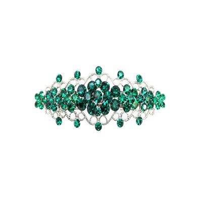 Faship Gorgeous Green Rhinestone Crystal Floral Hair Barrette