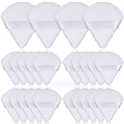 Thrilez 20pcs Triangle Powder Puff, Loose Powder Puffs Makeup Puff for Face Powder, Setting Powder Puff for Make Up, Face Puff Pads for Press Powder, Sponge Powder Applicator for Face and Eye (White)