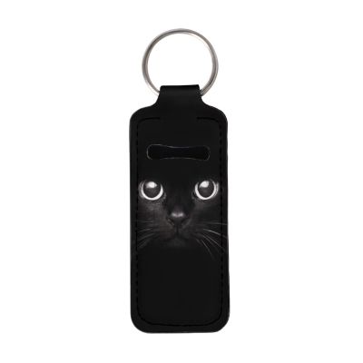 Suobstales Black Cat Print Chapstick Holder for Women, Lipstick Holders Lip Gloss Tube Holder Lip Balm Holster Portable Pocket Lipstick Protective Cases