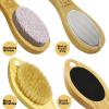 ICANdOIT-2 Packs Natural Bamboo Foot File Callus Remover-Multi Purpose 4 in 1 Feet Pedicure Kit with Boar Bristle Brush,Pumice Stone,Foot Rasp,Sand Paper view 4