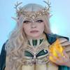 MOSTORY Gold Fairy Antler Crown - Woodland Flower Deer Horns Headpiece Elf Forest Ciecle for Women Renaissance Cosplay Renfaire Outfit Hallween Costume view 2