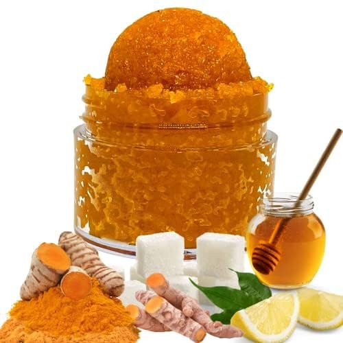 Ammoya Naturals Turmeric Lemon Honey Sugar Scrub  Gentle Exfoliator with Organic Sugar, Honey & Vitamin E  Hydrating Care for Soft, Smooth Skin (8 ounce)