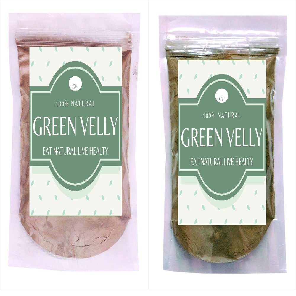 Green Velly Brahmi Leaves Powder and Bhringraj Leaves Powder For Hair | 100% Ayurvedic, Natural and Herbal Combo For Complete Hair Care, Multi, 200 g (Pack of 2)