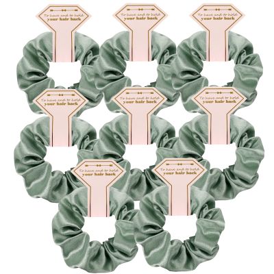 Satin Bridesmaid Scrunchies 12 pack Proposal Gifts Elastics Hair Ties Scrunchies Bachelorette Party Favors Satin Bridesmaid Gift for Bridal Wedding Parties (8pcs sage green)