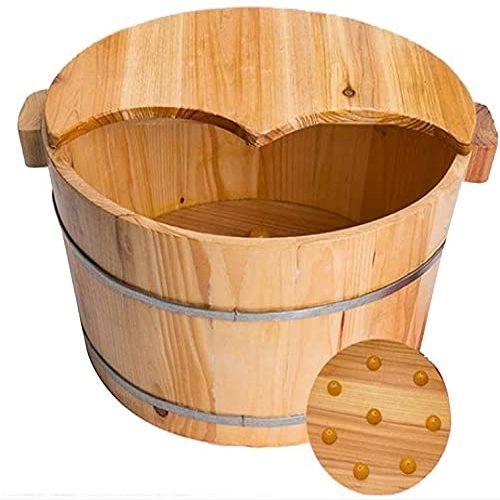 Scpantkend Foot Spas for Home Use Household Fir with Massage Beads Pedicure Tub, Natural Thicken Foot Basin, Insulation Footbath with Lid, Household Sleep, Improve,B Foot Bath Barrel