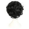 HUNIGIR Black Wig for Men Short Fluffy Curly Black Wig Male Heat Resistant Synthetic Hair view 4