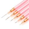 Komall Metallic Nail Art Brushes, 5Pcs Liner Brush Set, UV Gel Polish Painting Art Design Pen for Long Lines, Thin Details, Fine Drawing Sizes 4/8/12/20/25mm(Pink) view 1