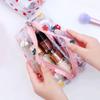 ZMZZ Cute makeup bag, transparent portable makeup bag, waterproof toiletries storage bag, large capacity pen bag (Colorful flowers) view 4