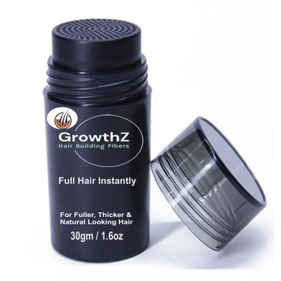GrowthZ Hair Fibers for Thinning Hair - Natural Formula Hair Fibers, Hair Building Fibers for Thickening Hair, Instant Thicker Fuller Hair, Hair Fibers for Men & Women (Black)