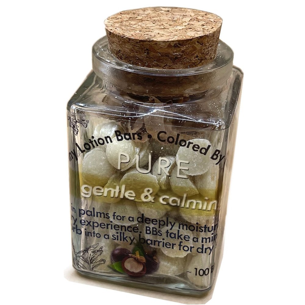 Pure Butter Bits lotion bars - Unscented & allergen-free - for extremely sensitive skin (100 Bits & Jar)