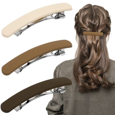 ATODEN Hair Clips Barrettes for Women 3 Pcs Matte Barrettes for Thin Fine Hair 3.54'' Neutral Flat Hair Clip Hair Pins French Barrette Hair Clips for Short Medium Hair Cute Hair Accessories for Women