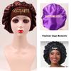 Custom Satin Bonnet Silk Bonnets for Black Women Sleeping Makeup, 20PCS/lot Personalized Logo Hair Cap Bonnet for Long Curly Braid Hair (Logo on Back, Peacock-Blue) view 2