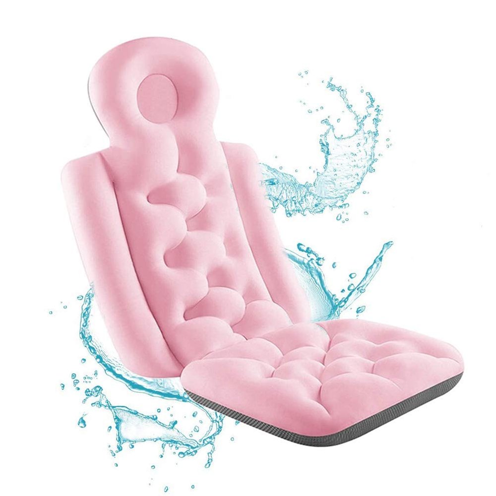 Bath Cushion for Tub for Adults Butt, Neck Support Pillow Soft Bathtub Cushion Luxury Bath Pillow Cushion Filling Ergonomic for Full Body Comfort,Pink