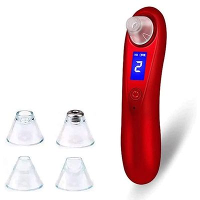 RMENST Blackhead Remover Vacuum Electric Blackhead Removal Tool Facial Pore Cleaner Extractor USB Rechargeable Beauty Device kit with 3 Adjustable Suction & 4 Probes Deep Cleansing (Color : Red)