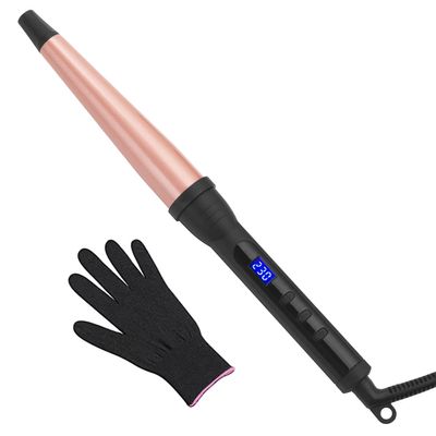 Curling Wand, Professional Ceramic 3/4-1 1/4 Inch Tapered Hair Curling Iron, LCD Display with 14 Heat Setting(100C to 230C), Dual Voltage Instant Heating Hair Wand Curler for All Hair Type