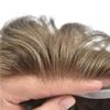 French Lace Hair System for Men 100% Human Hair Replacement Mens Toupee Bleached Knots Hair Units for Man Lace with PU Men Wigs #1810 Medium Blonde with 10% Gray view 3