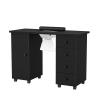 OmySalon Manicure Table Nail Desk for Nail Tech, Nail Table Beauty Salon Tech Station w/Electric Downdraft Vent, Lockable Wheels,Wrist Cushion,Storage Drawers view 1