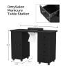 OmySalon Manicure Table Nail Desk for Nail Tech, Nail Table Beauty Salon Tech Station w/Electric Downdraft Vent, Lockable Wheels,Wrist Cushion,Storage Drawers view 3