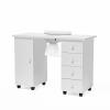 OmySalon Manicure Table Nail Desk for Nail Tech, Nail Table Beauty Salon Tech Station w/Electric Downdraft Vent, Lockable Wheels,Wrist Cushion,Storage Drawers view 1