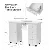 OmySalon Manicure Table Nail Desk for Nail Tech, Nail Table Beauty Salon Tech Station w/Electric Downdraft Vent, Lockable Wheels,Wrist Cushion,Storage Drawers view 3