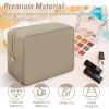 Iqimott Nylon Large Makeup Bag Travel Pouch, Preppy Big Cosmetic Bag Makeup Organizer Nylon Large Capacity Toiletry Bag, Waterproof Large Zipper Pouch Storage Bag for Women Girls Teens(Khaki) view 4