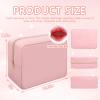 Iqimott Nylon Large Makeup Bag Travel Pouch, Preppy Big Cosmetic Bag Makeup Organizer Nylon Large Capacity Toiletry Bag, Waterproof Large Zipper Pouch Storage Bag for Women Girls Teens(Pink) view 2