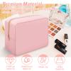 Iqimott Nylon Large Makeup Bag Travel Pouch, Preppy Big Cosmetic Bag Makeup Organizer Nylon Large Capacity Toiletry Bag, Waterproof Large Zipper Pouch Storage Bag for Women Girls Teens(Pink) view 4