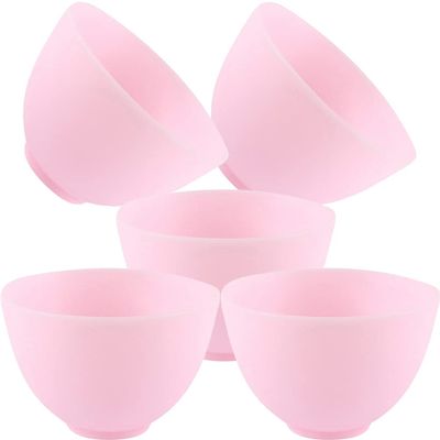 minkissy 5PCS DIY Face Mask Mixing Bowl Silicone Mask Bowl Silicone Facial Mask Mixing Bowl Cosmetic Mud Stirring Bowl Silicone Bowl Cosmetic Beauty Tool for Home Salon Pink