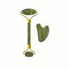 Jade Eye Mask Face Massage Roller Set Natural Rose Quartz Sleeping Eye Mask Facial Roller,Green Stone Set view 1
