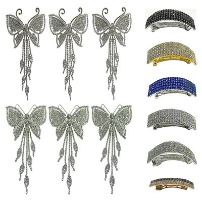 Dz Pk 12 Count 6 Crystal White Butterfly Barrettes Combo Bar Barrettes 6 Clrs 9050/0004/goldBlk