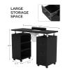 OmySalon Manicure Table Nail Desk for Nail Tech, Nail Table Beauty Salon Tech Station w/Electric Downdraft Vent, Lockable Wheels,Wrist Cushion,Storage Shelves & Drawers view 3
