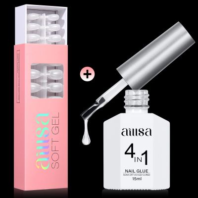 AILLSA 360PCS Short Almond Nail Tips & 15ML Nail Glue Bundle