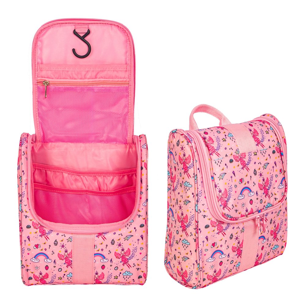 Remobia Hicol Cute Cartoon Hanging Kids Toiletry Bag Children Travel Cosmetic Makeup Organizer Wash Bag Shower bag Over Night Bag Camping Shaving Kit Bag for Boys & Girls(Fairy)