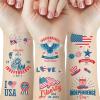 50 Pcs 4th of July Decorations Temporary Tattoos, 12 Sheets Patriotic, Memorial Day, Independence Day, Labor Day Decorations, USA Party Supplies, American Flag Red White & Blue Design view 1