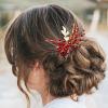 BETITETO Crystal Bridal Hair Comb Wedding Gold Vine Leaf Rhinestone Hair Piece Accessories for Women Girls (Red) view 2
