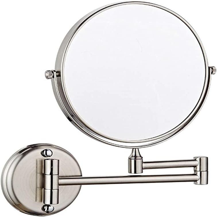 Bathroom Mirror Makeup Mirror Wall Mounted Makeup Mirror-with 3X Magnification Two-Sided Swivel Shaving Bathroom Makeup Vanity Mirror/Brushed Nickel/8-inch