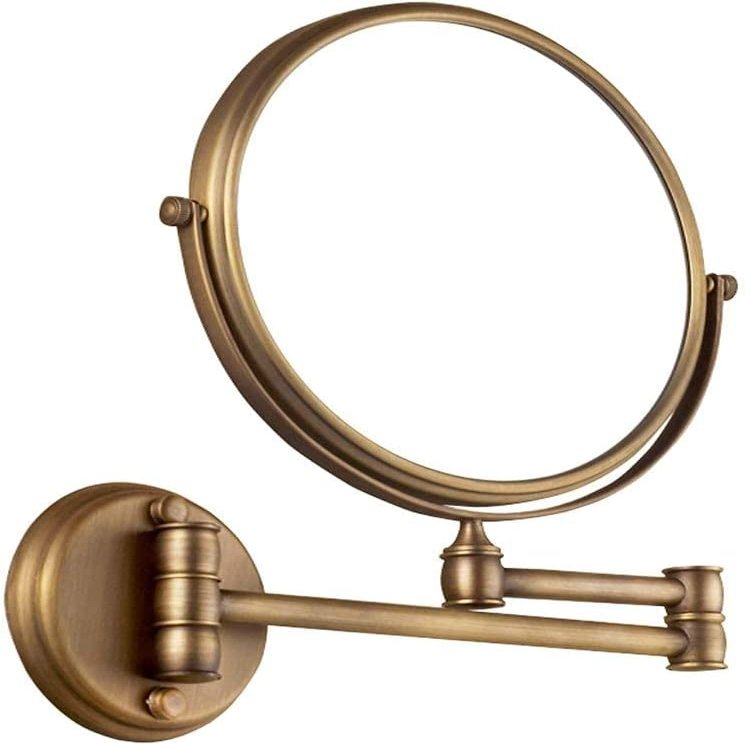 Bathroom Mirror Makeup Mirror Wall-Mounted Mirror 3X Magnification 8 Inch Double-Sided Swivel Vanity Makeup Mirror Brushed Copper