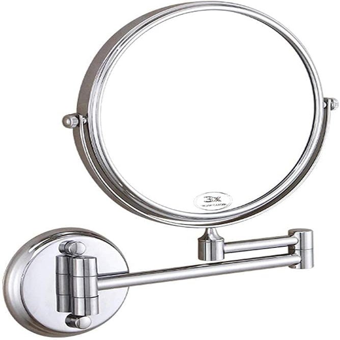 Bathroom Mirror Makeup Mirror Wall Mounted Vanity Mirror Shaving Makeup with 3X Magnification Double-Sided 8 Inch 360 Swivel/Silver