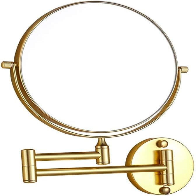 Bathroom Mirror Makeup Mirror Wall Mounted Vanity Mirror-with 3X Magnification 2-Sided Swivel Shaving Bathroom Makeup Bedroom Decorative Mirror/Gold/8-inch